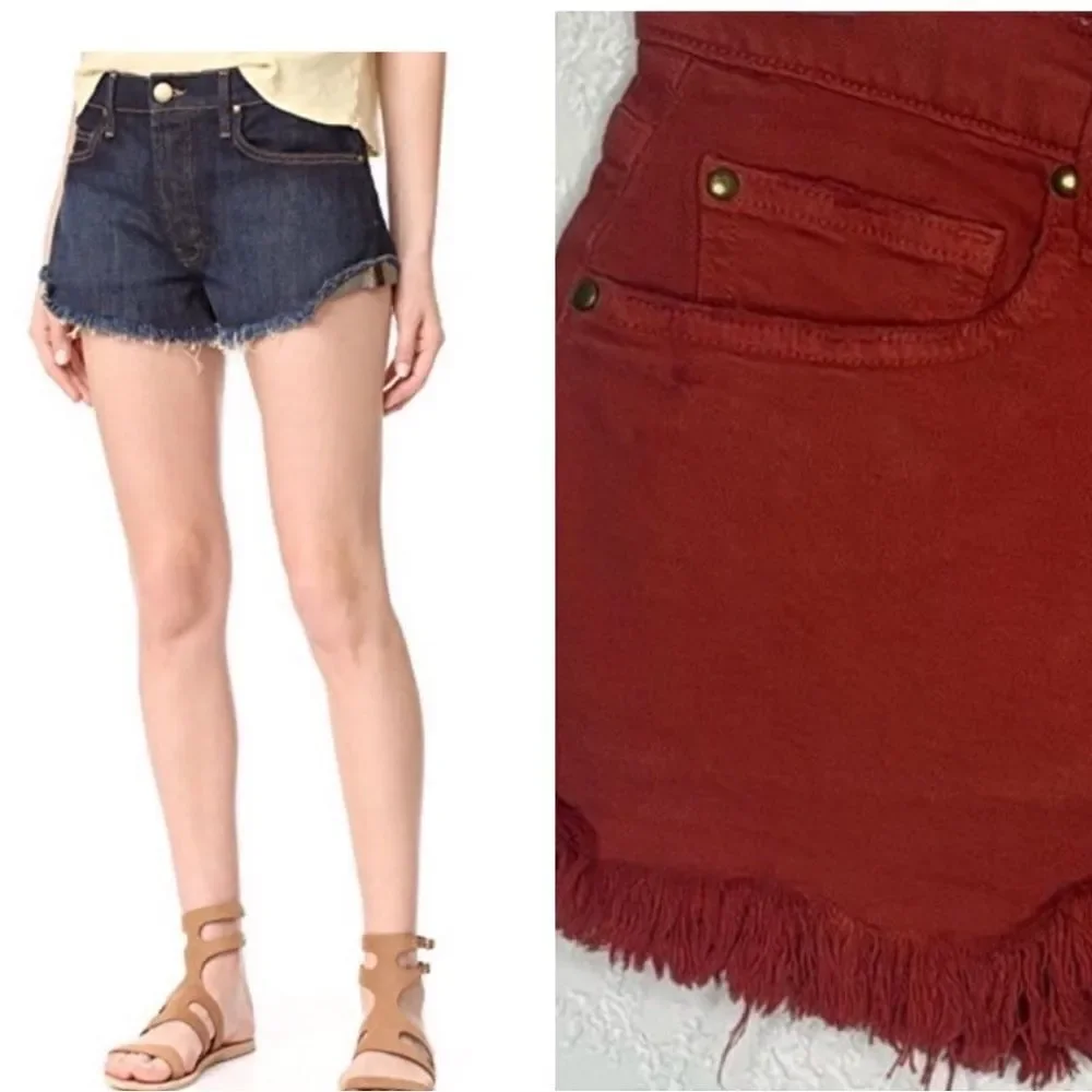NWT The Great. the Cutoff Short Vintage Poppy Sz 26 Orange